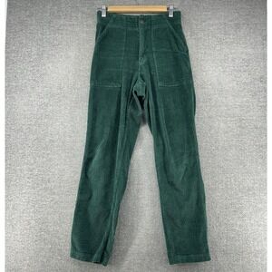 Pact Corduroy Pants Women Size Small Green Elastic Waist Organic Cotton Casual‎